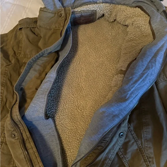 Levi's Men's Washed Cotton Hooded Military Jacket Large Tall LT NEW - Picture 3 of 7
